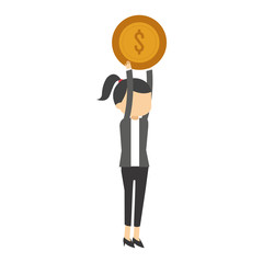Businesswoman holding coin