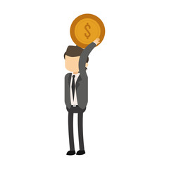 Businessman holding coin
