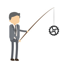 Businessman fishing gear
