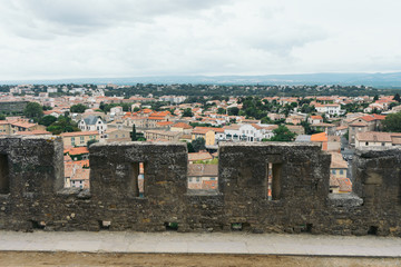 View of Carcassonne city from the medieval wall