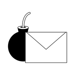 Bomb in email in black and white