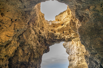 Beautiful cave near Lagos town, Algarve region, Portugal