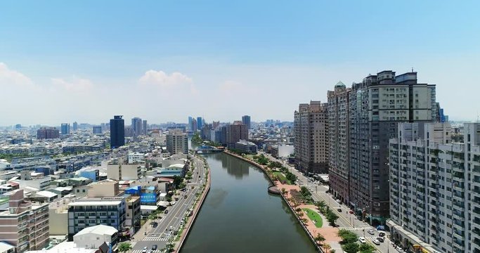 aerial shot of tainan Canal