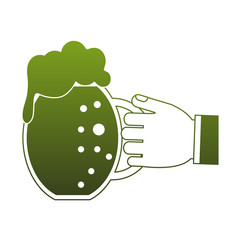 Hand holding irish beer green lines