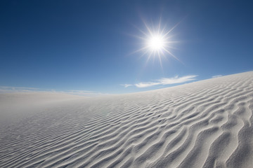 White Sand Dunes with Blue Skies