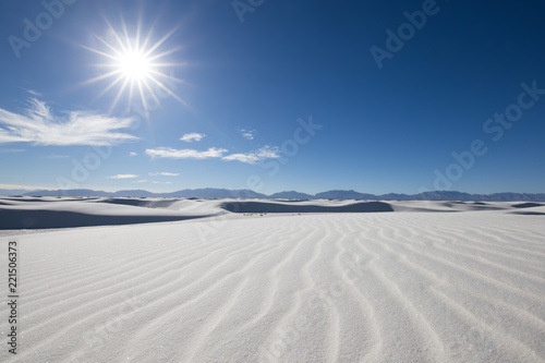 White Sand Dunes with Blue Skies