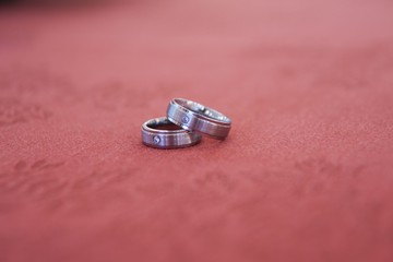 Wedding rings isolated and with space for text.