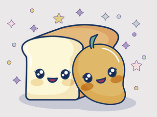 kawaii mango and bread