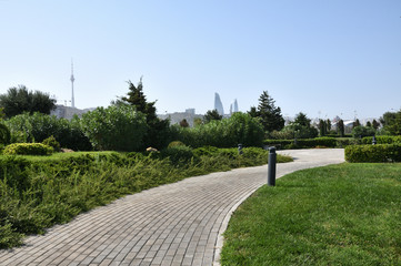 Baku. Types of boulevards on the shore of the Caspian Sea.