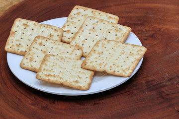 salty cracker on wood