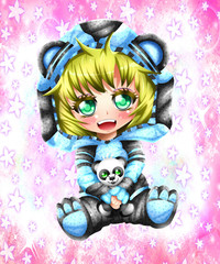 Kawaii little girl, anime chibi syle.