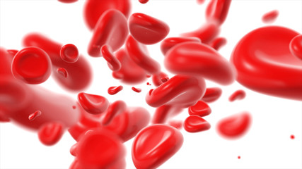 Background red blood cells 3D rendering on white background.