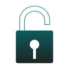 Padlock unlocked isolated blue lines