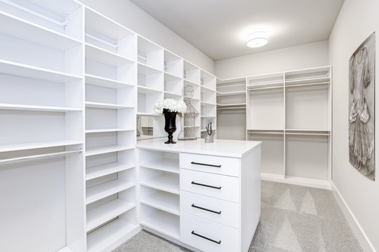Large modern white wardrobe in luxury house