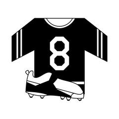 Football tshirt and boot in black and white