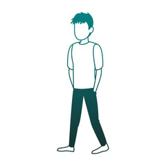 Young man faceless avatar blue lines