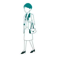 Businesswoman with bag blue lines