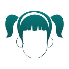 Woman faceless head blue lines