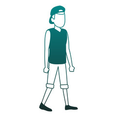 Young man faceless avatar blue lines