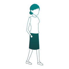 Young woman faceless avatar blue lines