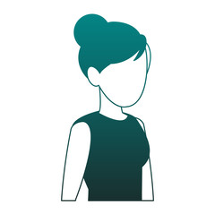 Young woman faceless avatar blue lines