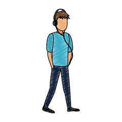 Young man faceless avatar scribble