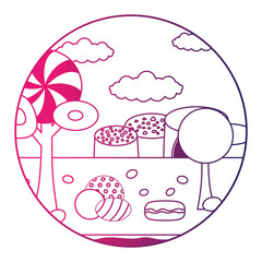 fantasy sweet candies chocolate landscape