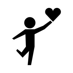 man with heart silhouette isolated icon