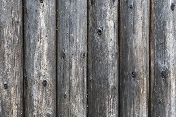gray wooden wall made of logs texture background