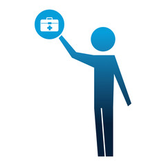 man with kit medical silhouette isolated icon