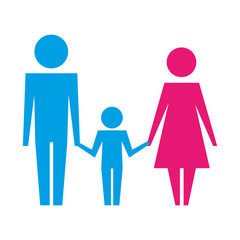 dad mom and son family together pictogram