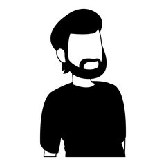 Young man faceless avatar in black and white