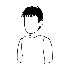 Young man faceless avatar in black and white