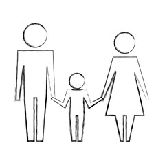 dad mom and son family together pictogram