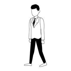 Businessman avatar cartoon in black and white