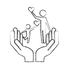 dad and son heart on hands protection pictogram