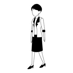 Businesswoman avatar cartoon in black and white