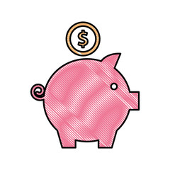 Obraz premium savings piggy silhouette isolated icon