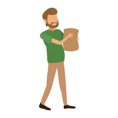 Man holding sack bag