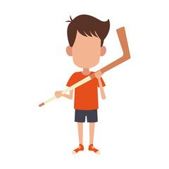 Boy with hockey stick