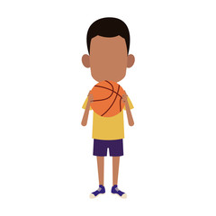 Afro boy with basketball ball