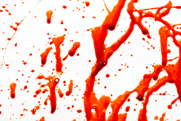 Blood splash on white background.