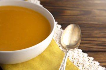 Creamy Butternut Squash Soup on a Wooden Table