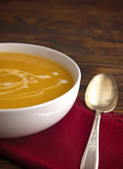 Creamy Butternut Squash Soup on a Wooden Table