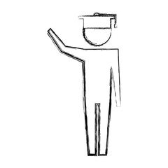 man pictogram with graduation hat education