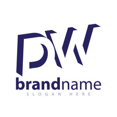 D W initial letter with negative space logo icon vector template