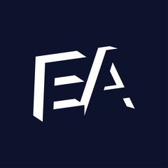 EA initial letter with negative space logo icon vector template