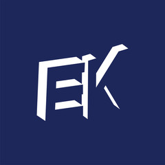 E K initial letter with negative space logo icon vector template