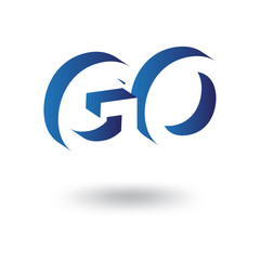 GO initial letter with negative space logo icon vector template