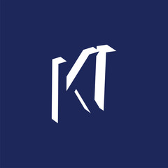 K I initial letter with negative space logo icon vector template